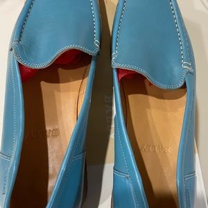 Bally blue leather loafers
